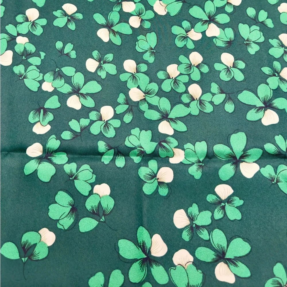 Vintage Valentino Green Silk Floral Butterfly Scarf